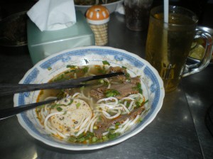 Bo Bun Hue (a beef noodle soup, with a different type of rice noodle to Pho